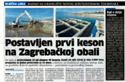 Slika:  Objavljen članak o izgradnji Zagrebačke obale u Novom listu 8.12.2015.